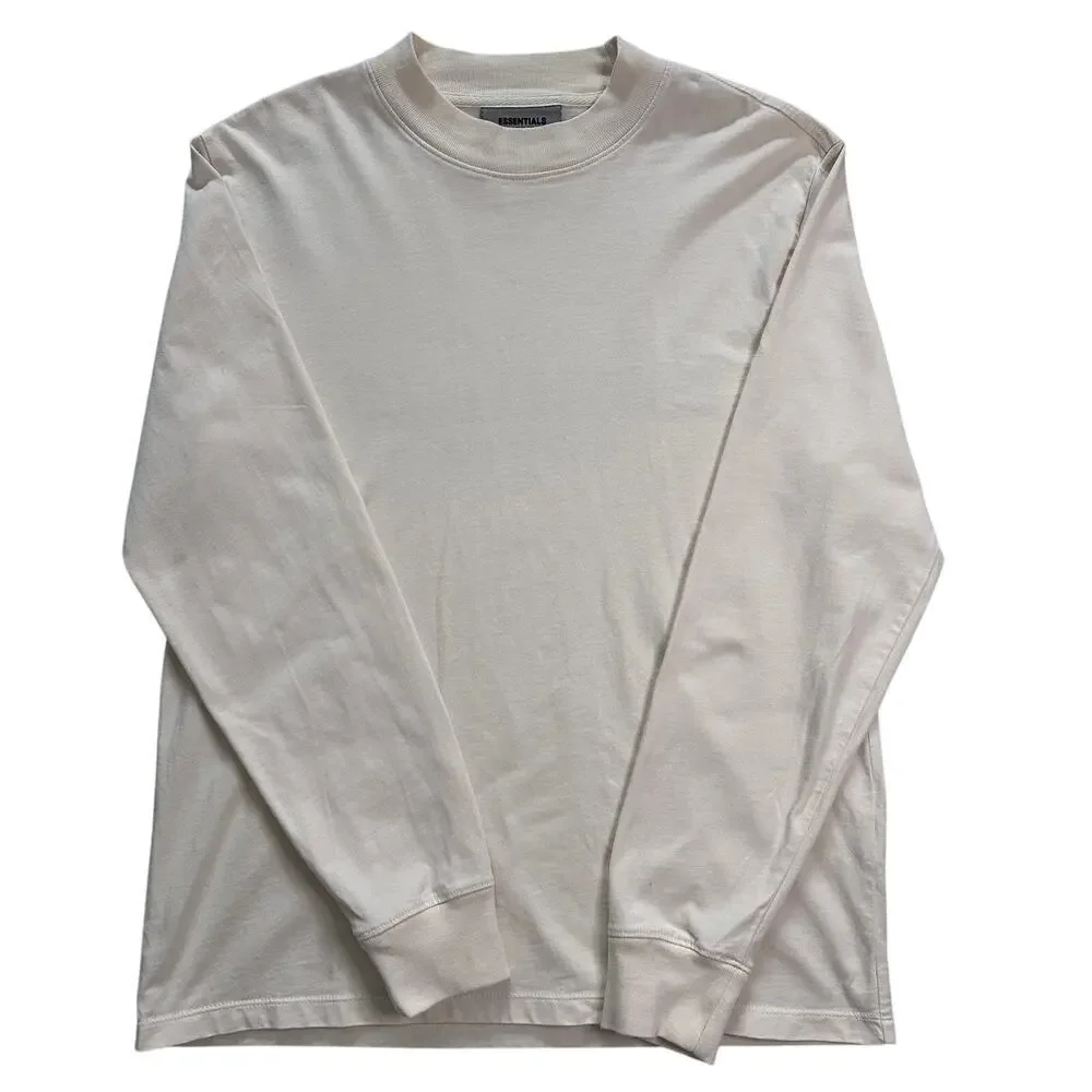 Fear of God Esssentials Long Sleeve T- Shirt Cream XXS Minimal  Logo Back Unisex